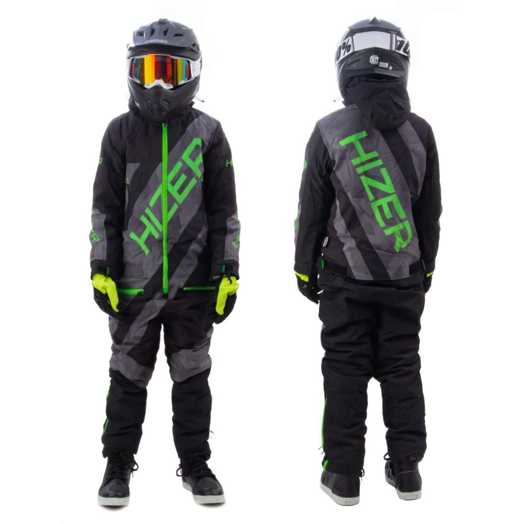 Комбинезон для снегохода (детский) HIZER №5 black-green (текстиль) (16Y)